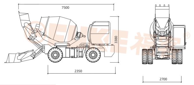 Truk Pencampur Beton Self Loading / Truk Molen Self Loading, FK33-40