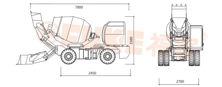 Truk Pencampur Beton Self Loading / Truk Molen Self Loading, FK33-55
