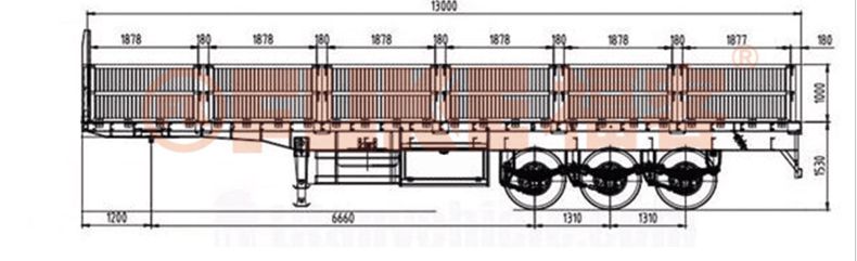 Semi Trailer Sidewall / Karoseri Flatbed dengan Sidewall, FK35-1307G