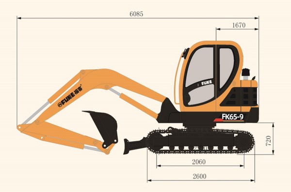 Crawler Excavator / Ekskavator Roda Rantai, FK65-9