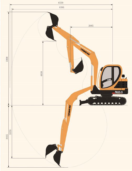 Crawler Excavator / Ekskavator Roda Rantai, FK65-9